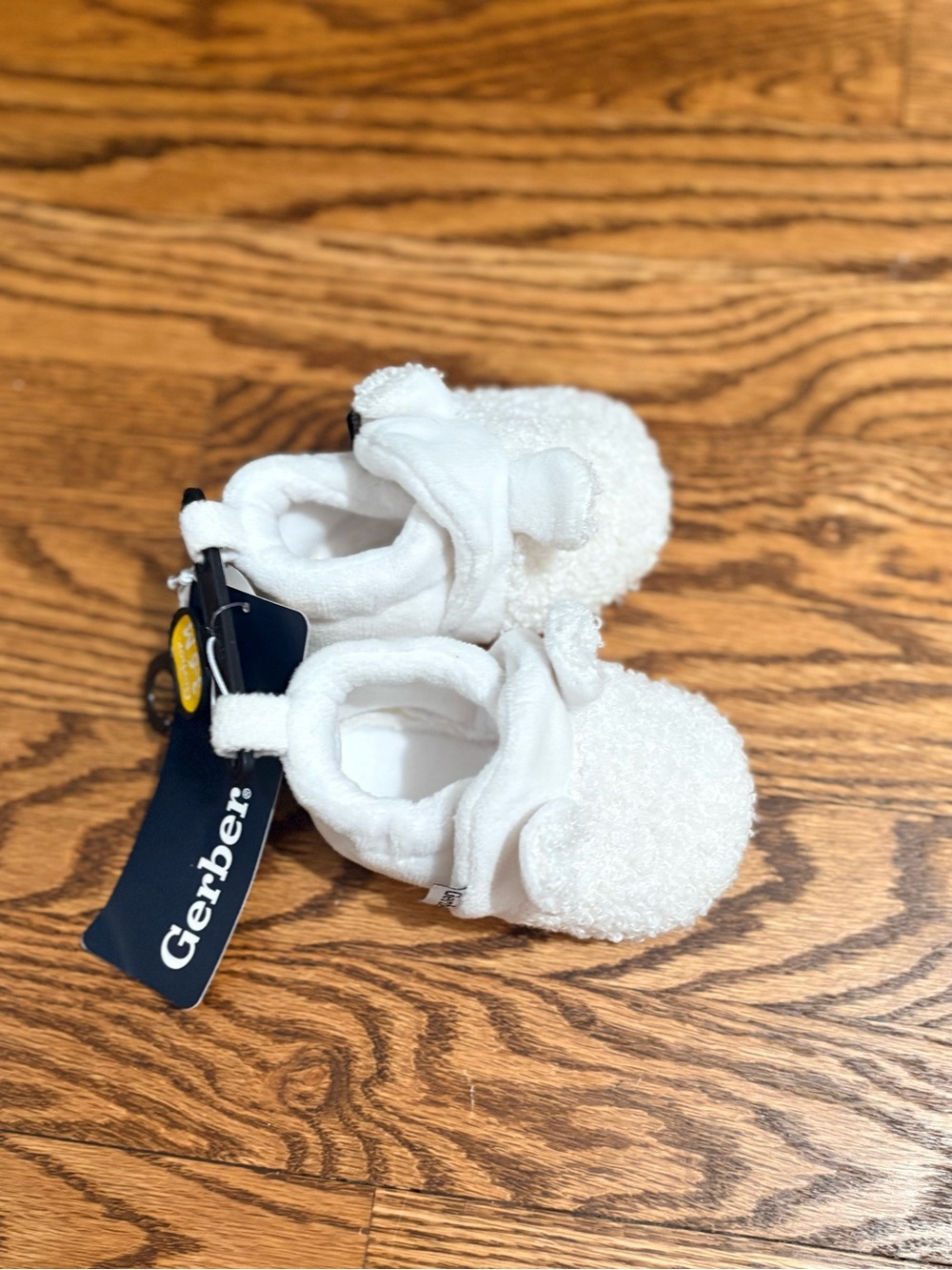 Gerber White Plush Baby Walker Booties with Strap